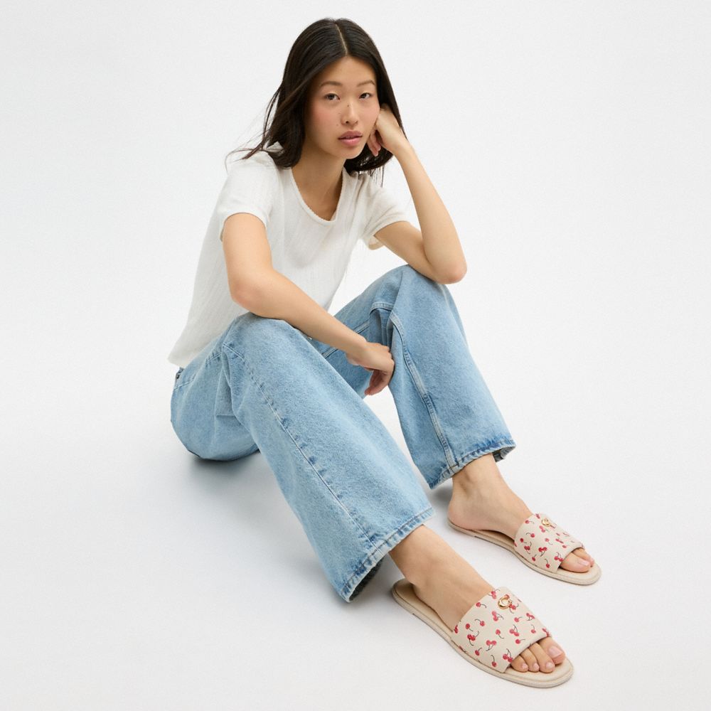 Women's Coach Holly Sandal With Cherry Print Chalk Multi