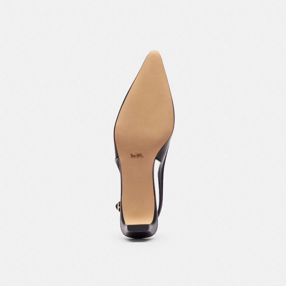 Women's Coach Bow Slingback Heel In Loved Leather Black Brown