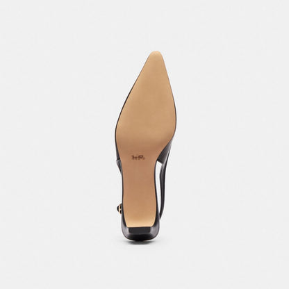 Women's Coach Bow Slingback Heel In Loved Leather Black Brown