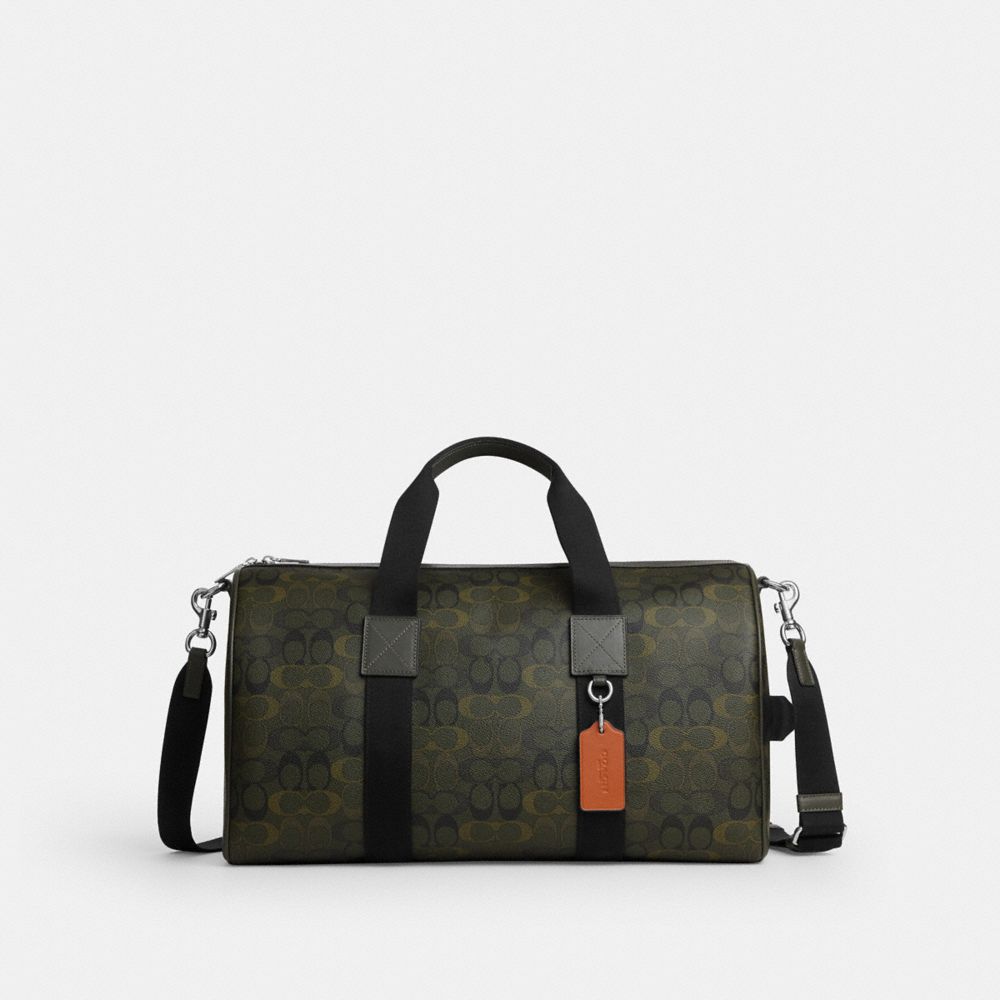 Coach Explorer Duffle Bag 45 In Signature Camo Print Silver/Green