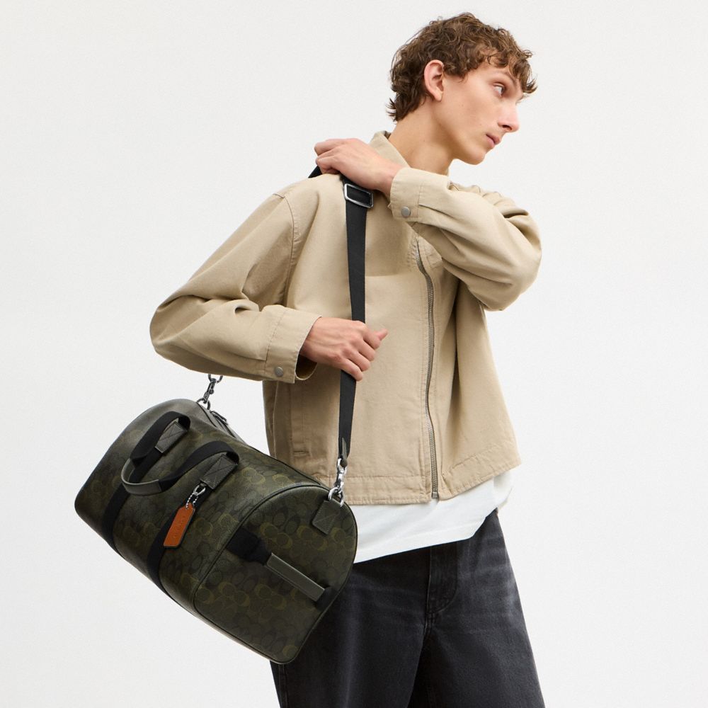 Coach Explorer Duffle Bag 45 In Signature Camo Print Silver/Green