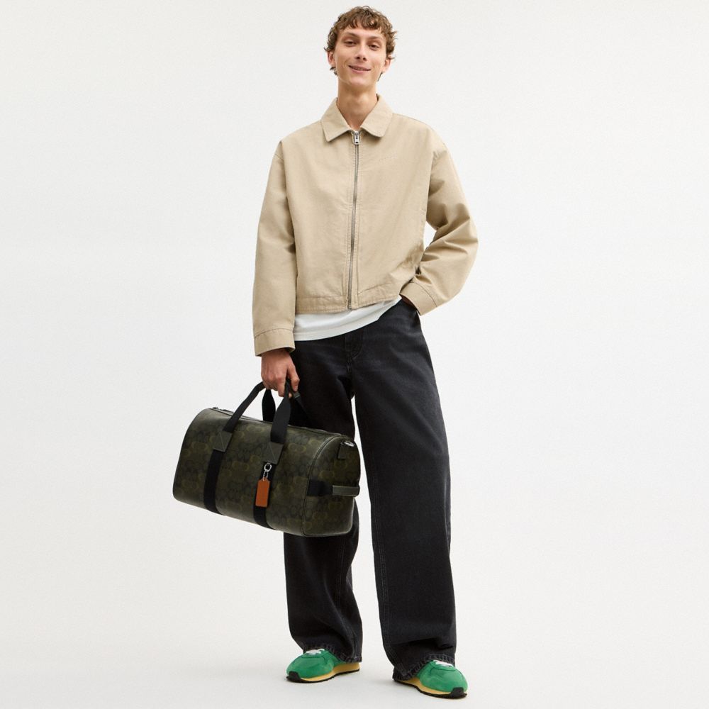 Coach Explorer Duffle Bag 45 In Signature Camo Print Silver/Green