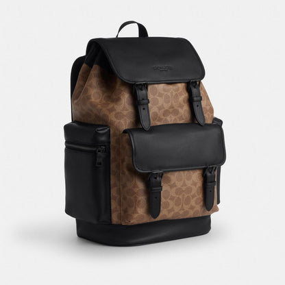 Coach Sprint Backpack In Signature Canvas Matte Black/Tan Black