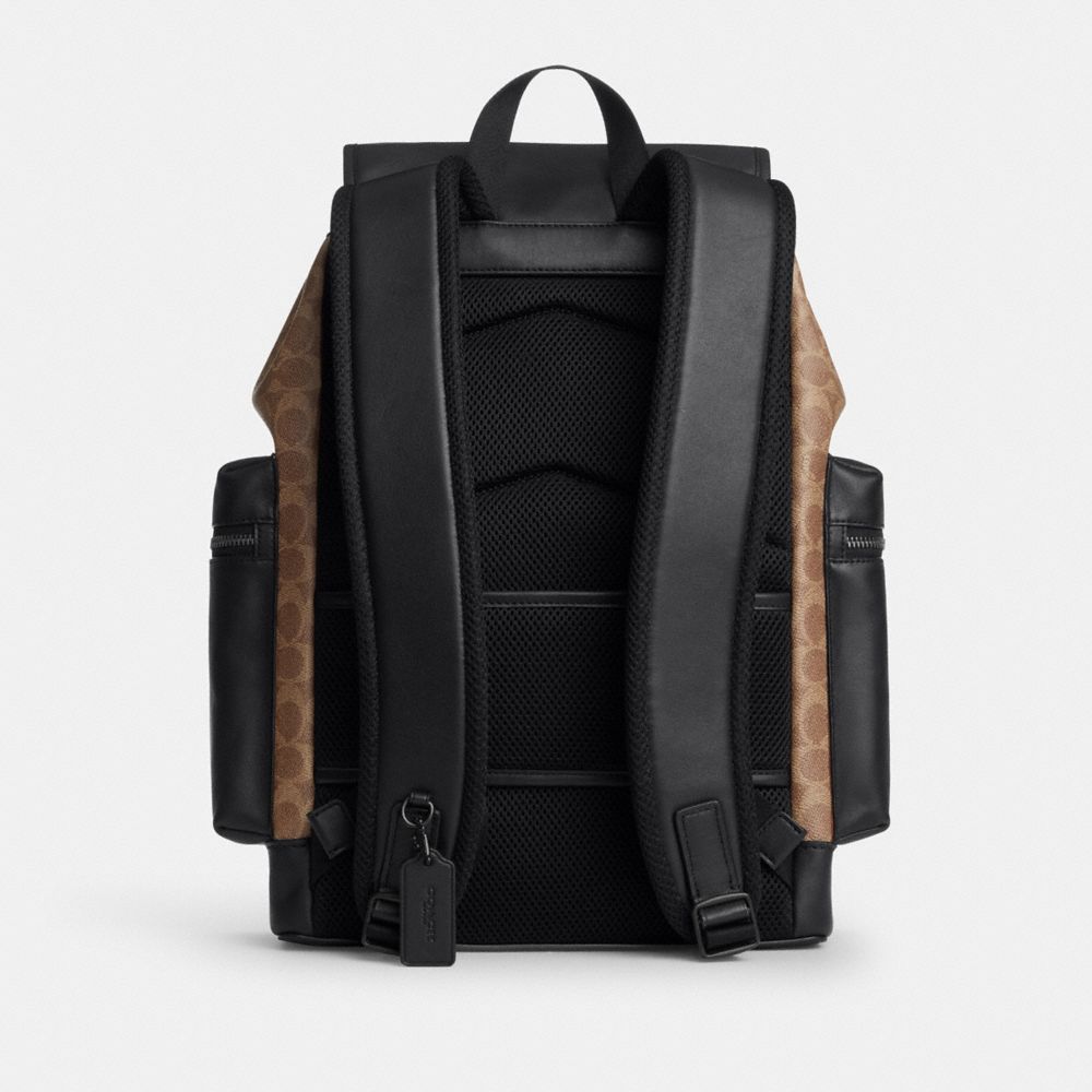 Coach Sprint Backpack In Signature Canvas Matte Black/Tan Black