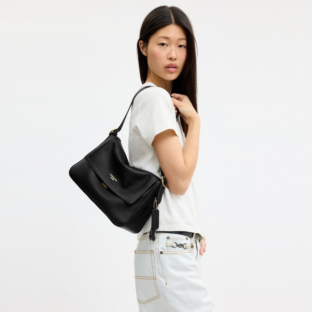 Coach Etta Flap Bag Gold/Black