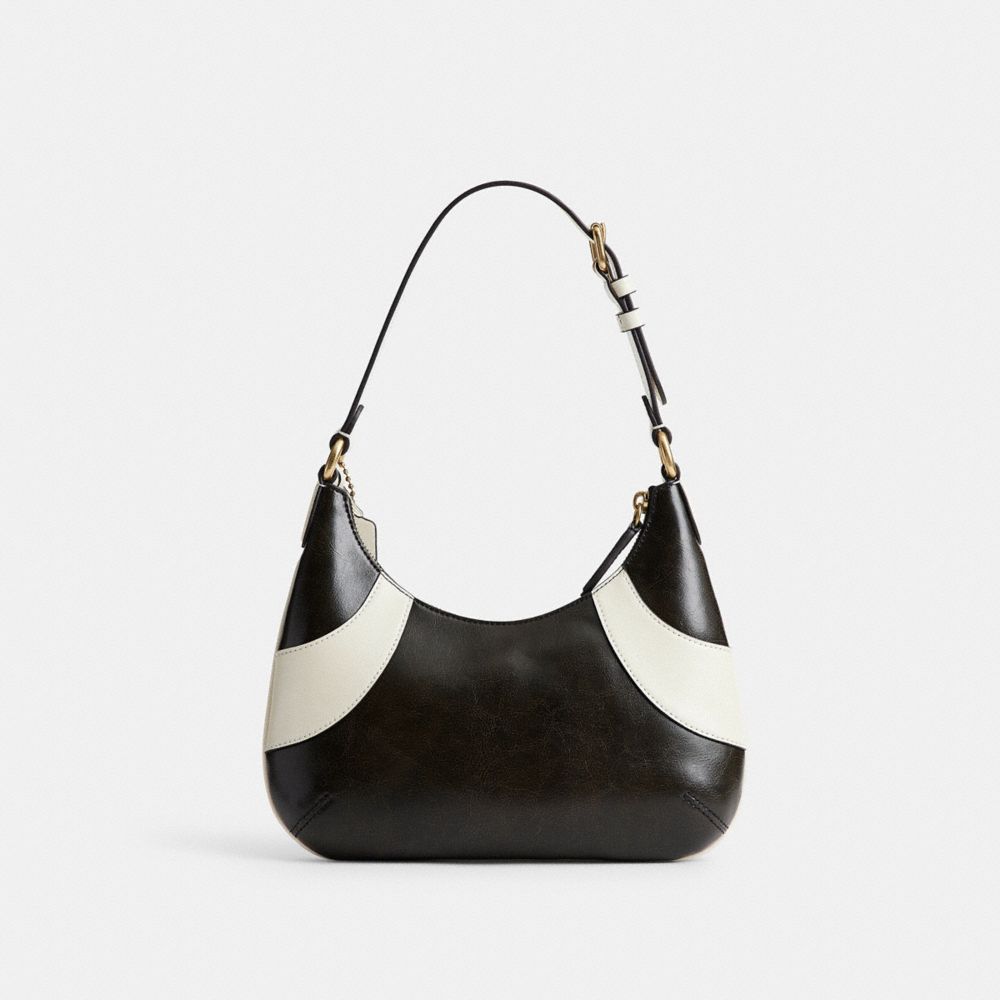 Coach Bowling Flat Hobo Shoulder Bag Black & White
