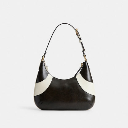 Coach Bowling Flat Hobo Shoulder Bag Black & White