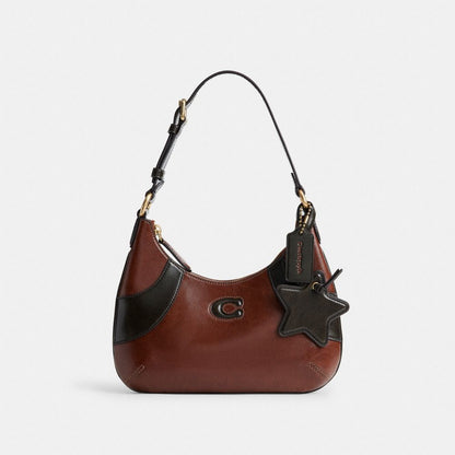 Coach Bowling Flat Hobo Shoulder Bag Redwood/Black