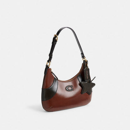 Coach Bowling Flat Hobo Shoulder Bag Redwood/Black