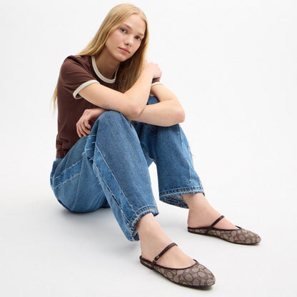 Women's Coach Ballet Mule In Signature Jacquard Oak Maple