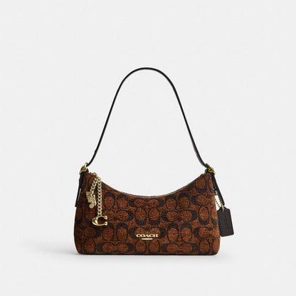 Coach Emeilia Shoulder Bag In Signature Chenille Gold/Truffle