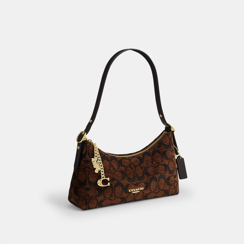 Coach Emeilia Shoulder Bag In Signature Chenille Gold/Truffle