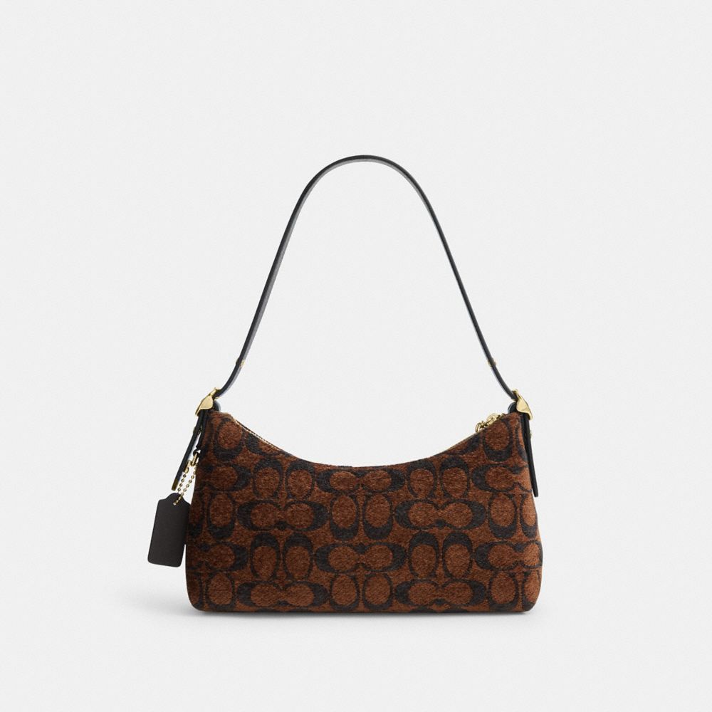 Coach Emeilia Shoulder Bag In Signature Chenille Gold/Truffle
