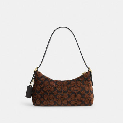 Coach Emeilia Shoulder Bag In Signature Chenille Gold/Truffle