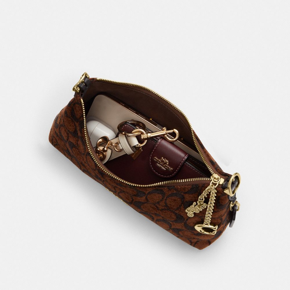 Coach Emeilia Shoulder Bag In Signature Chenille Gold/Truffle