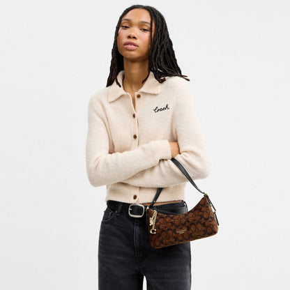 Coach Emeilia Shoulder Bag In Signature Chenille Gold/Truffle