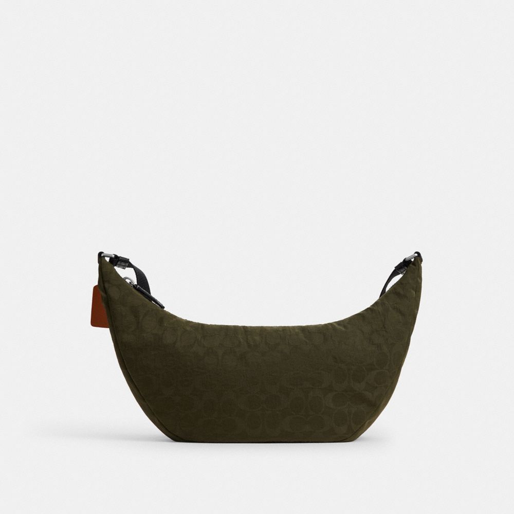 Coach Leon Sling Bag In Signature Nylon Jacquard Dark Moss