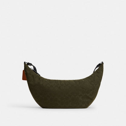Coach Leon Sling Bag In Signature Nylon Jacquard Dark Moss