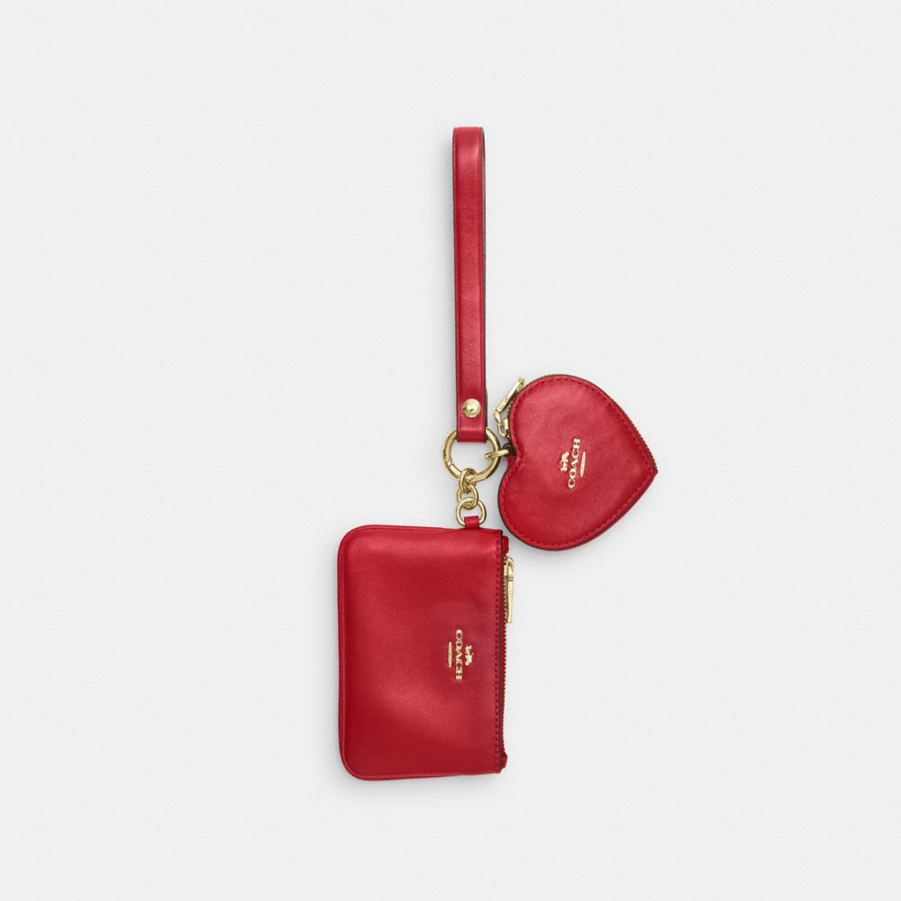 Coach Wristlet And Heart Pouch Gold/Poppy