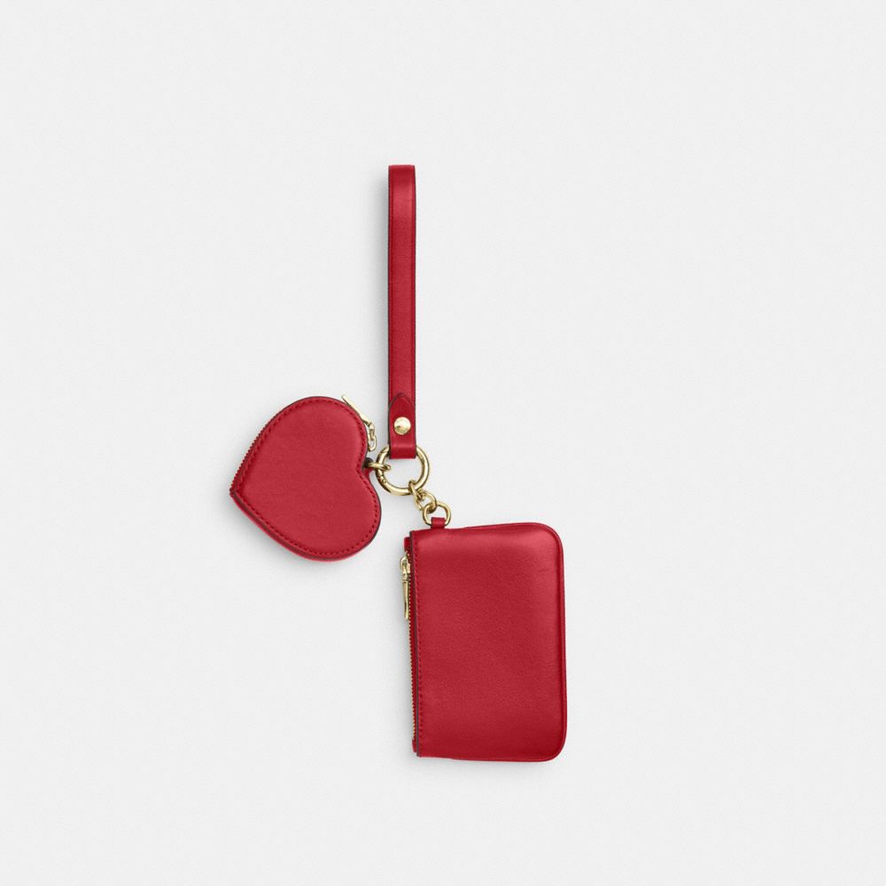 Coach Wristlet And Heart Pouch Gold/Poppy