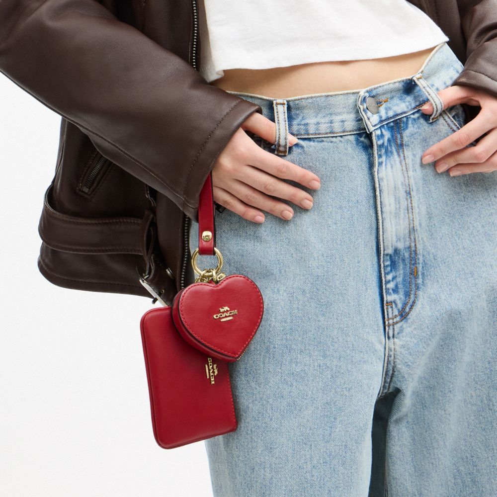 Coach Wristlet And Heart Pouch Gold/Poppy