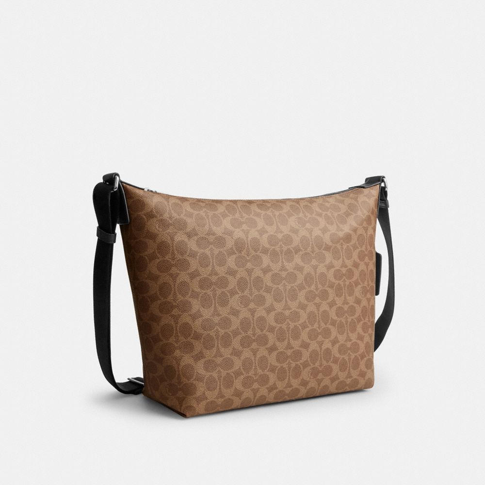 Coach Finn Hobo Bag 32 In Signature Canvas Silver/Tan Black