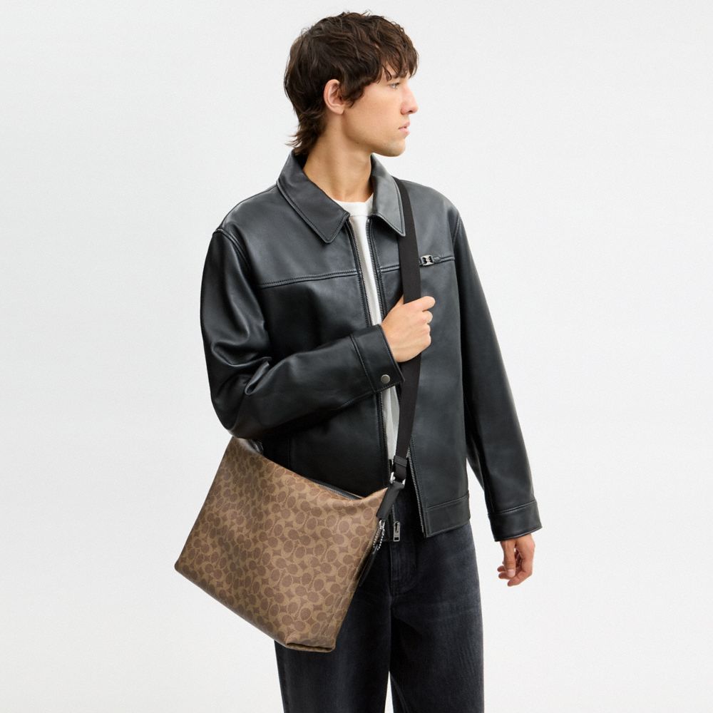 Coach Finn Hobo Bag 32 In Signature Canvas Silver/Tan Black
