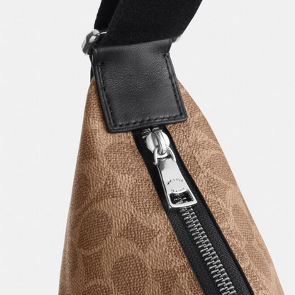Coach Finn Hobo Bag 32 In Signature Canvas Silver/Tan Black