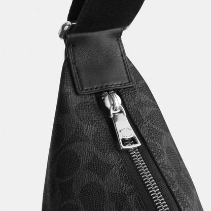 Coach Finn Hobo Bag 32 In Signature Canvas Silver/Black Signature