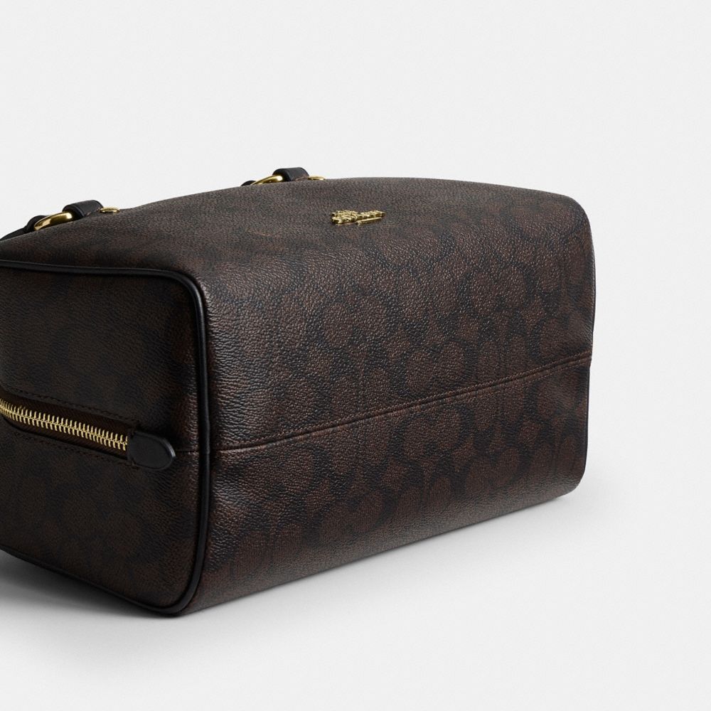 Coach Sydney Shoulder Bag In Signature Canvas Gold/Walnut/Black
