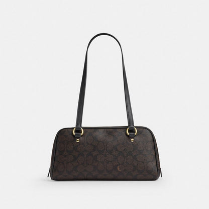 Coach Sydney Shoulder Bag In Signature Canvas Gold/Walnut/Black