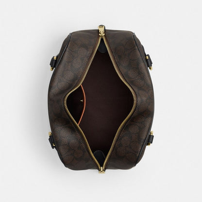 Coach Sydney Shoulder Bag In Signature Canvas Gold/Walnut/Black