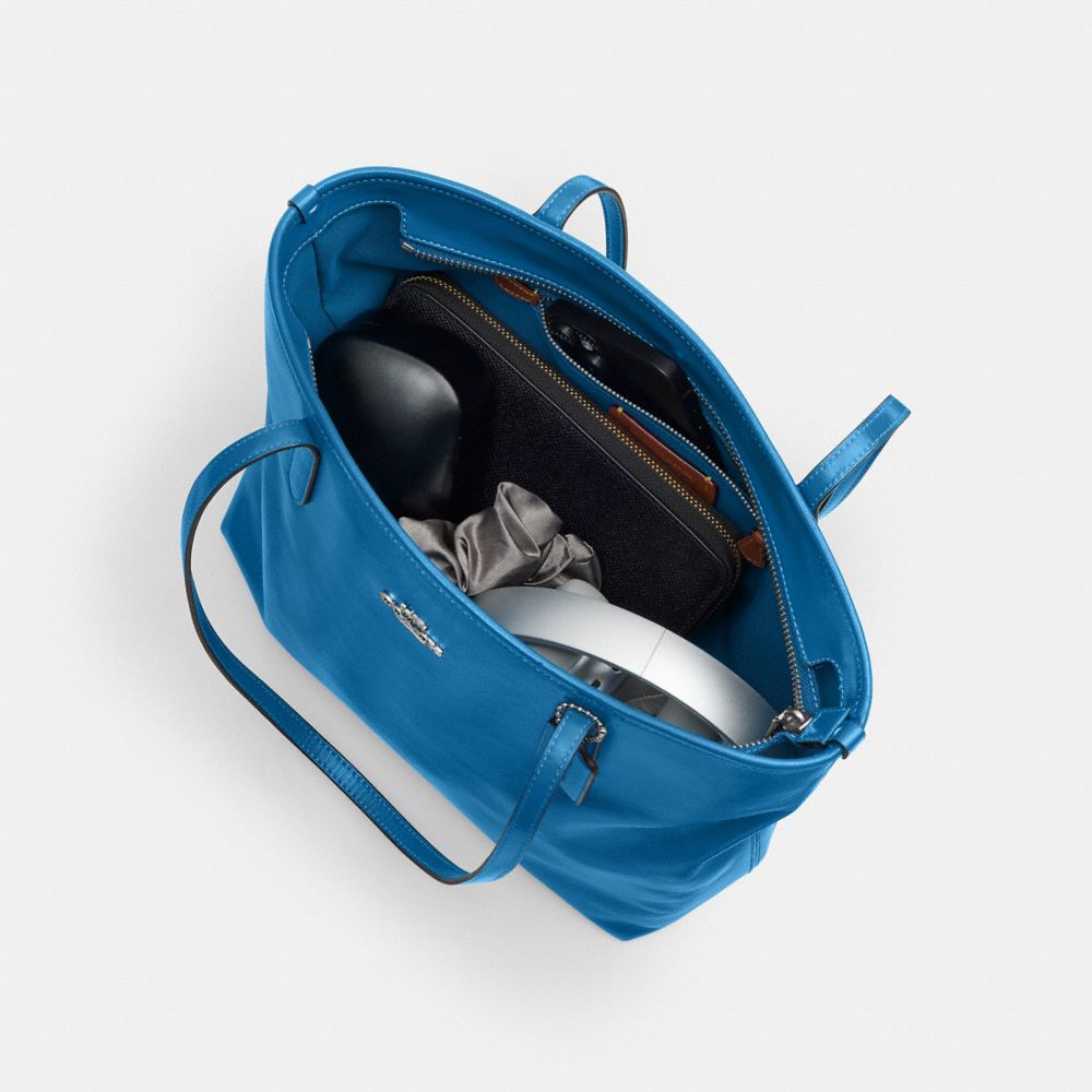 Coach Medium City Tote Bag Silver/Blue Jay