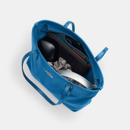 Coach Medium City Tote Bag Silver/Blue Jay