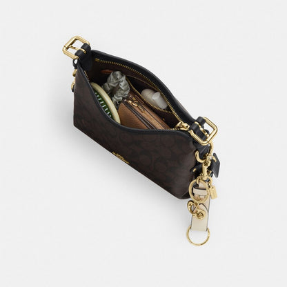 Coach Laurel Shoulder Bag 22 With Buckles In Signature Canvas Gold/Walnut/Black