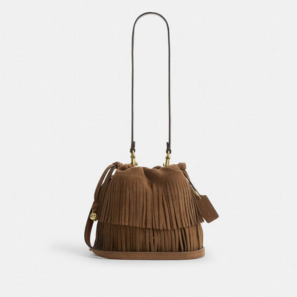 Coach Faye Mini Drawstring Bag With Fringe Im/Cedar