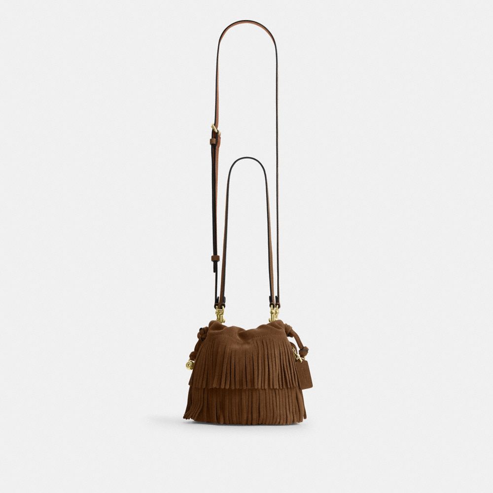 Coach Faye Mini Drawstring Bag With Fringe Im/Cedar