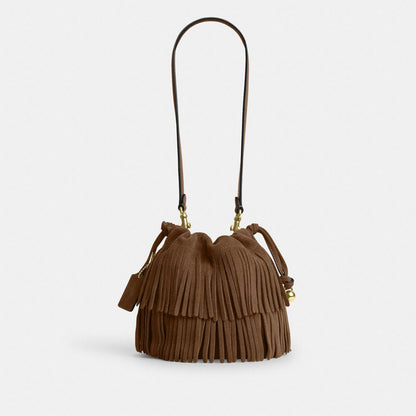 Coach Faye Mini Drawstring Bag With Fringe Im/Cedar