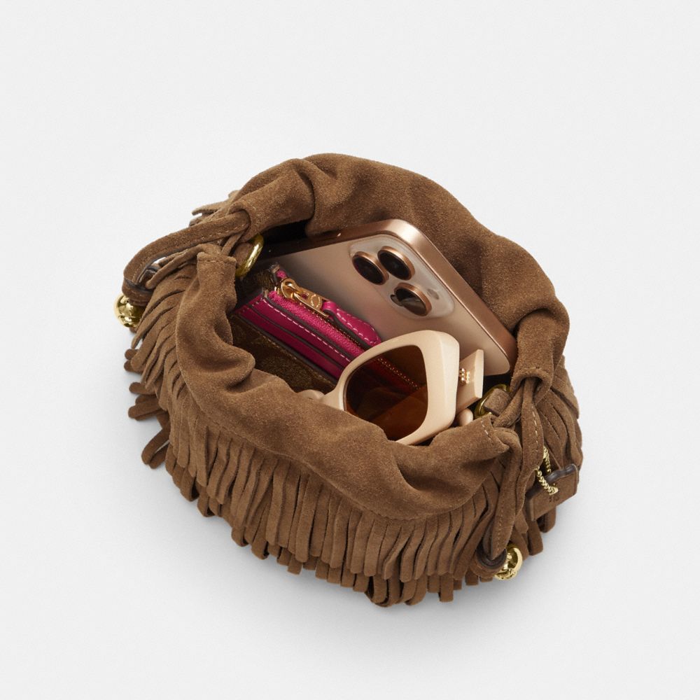 Coach Faye Mini Drawstring Bag With Fringe Im/Cedar