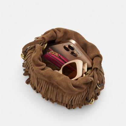 Coach Faye Mini Drawstring Bag With Fringe Im/Cedar