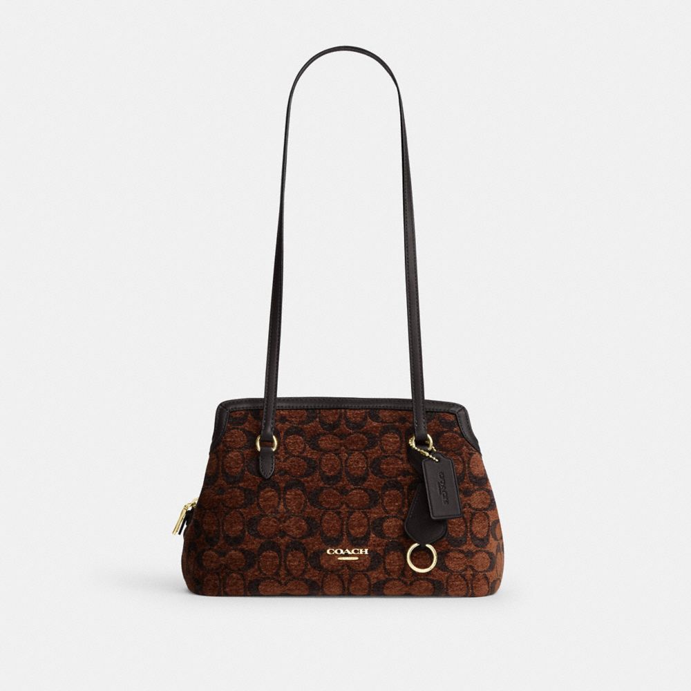 Coach Elise Shoulder Bag In Signature Chenille Gold/Truffle