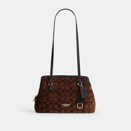 Coach Elise Shoulder Bag In Signature Chenille Gold/Truffle