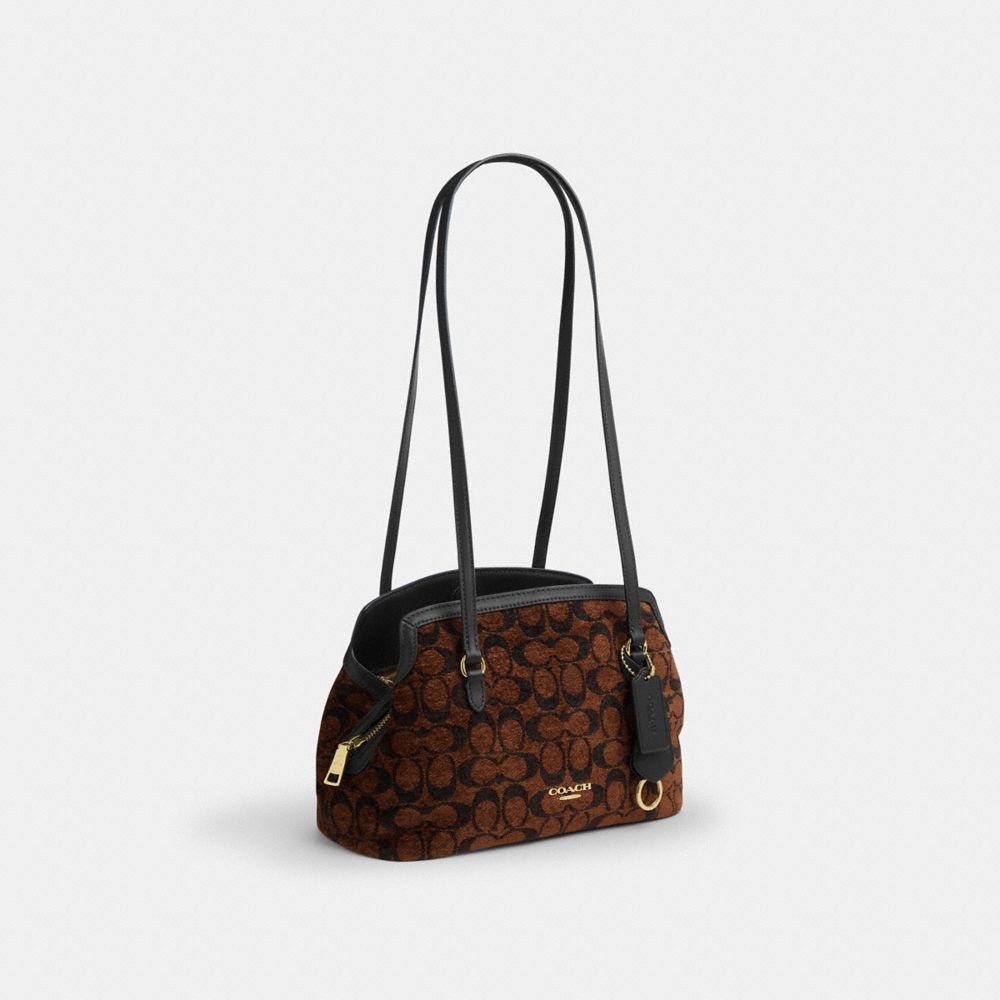 Coach Elise Shoulder Bag In Signature Chenille Gold/Truffle