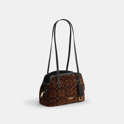 Coach Elise Shoulder Bag In Signature Chenille Gold/Truffle