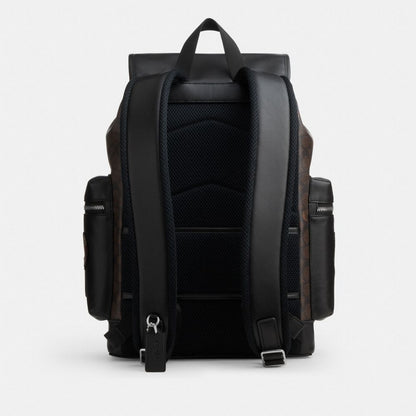 Coach Sprint Backpack In Signature Canvas With Patches Sv/Walnut/Black