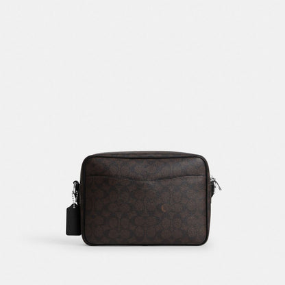 Coach Colton Crossbody Bag 25 In Signature Canvas With Patches Sv/Walnut/Black