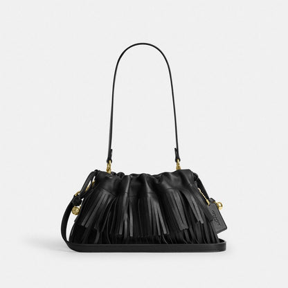Coach Faye Shoulder Bag With Fringe Gold/Black