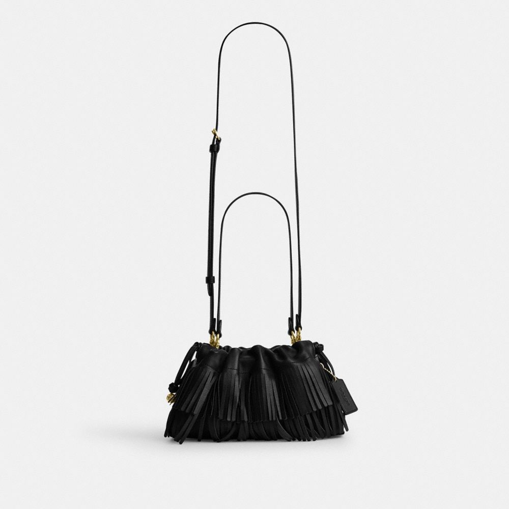 Coach Faye Shoulder Bag With Fringe Gold/Black