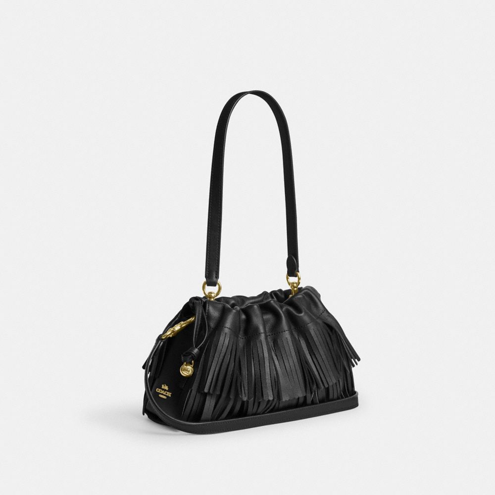 Coach Faye Shoulder Bag With Fringe Gold/Black
