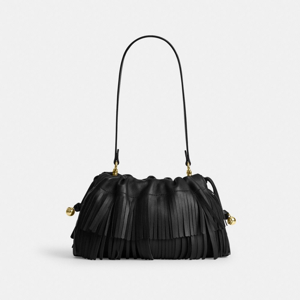Coach Faye Shoulder Bag With Fringe Gold/Black